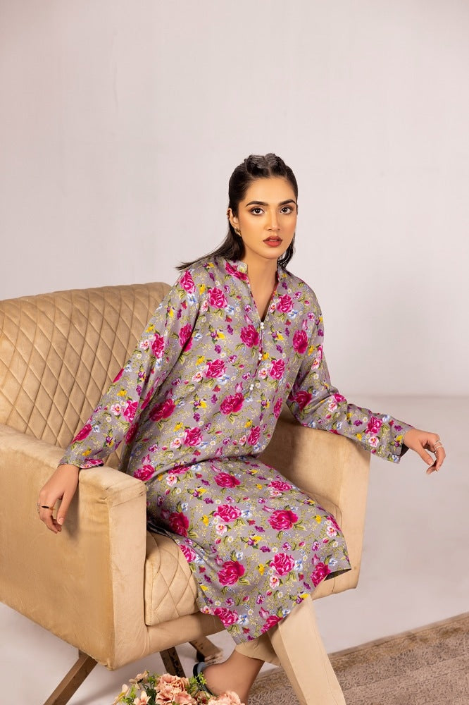 Slub Viscose Printed Shirt