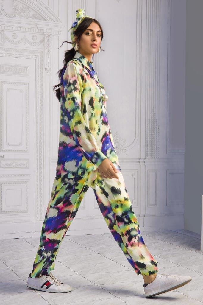 Charmeuse Silk Digital Printed Shirt and Charmeuse Silk Digital Printed Trouser