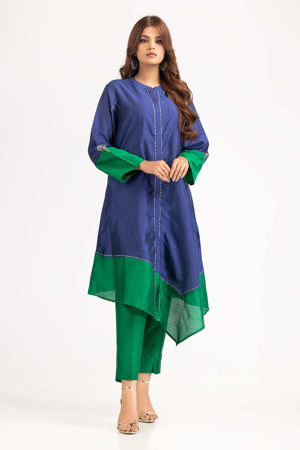 Color Block Yarn Dyed Block Printed Shirt And Trouser