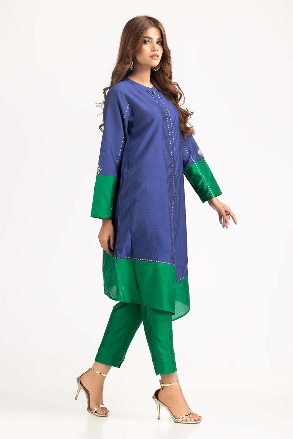 Color Block Yarn Dyed Block Printed Shirt And Trouser