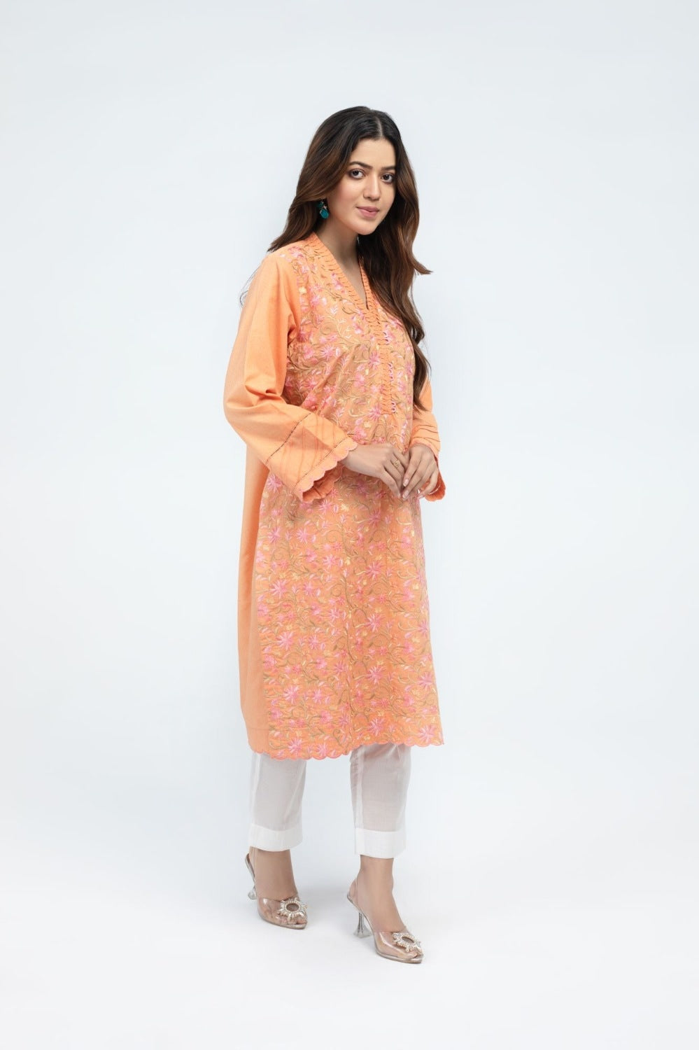 Karandi Dyed Embroidered Shirt