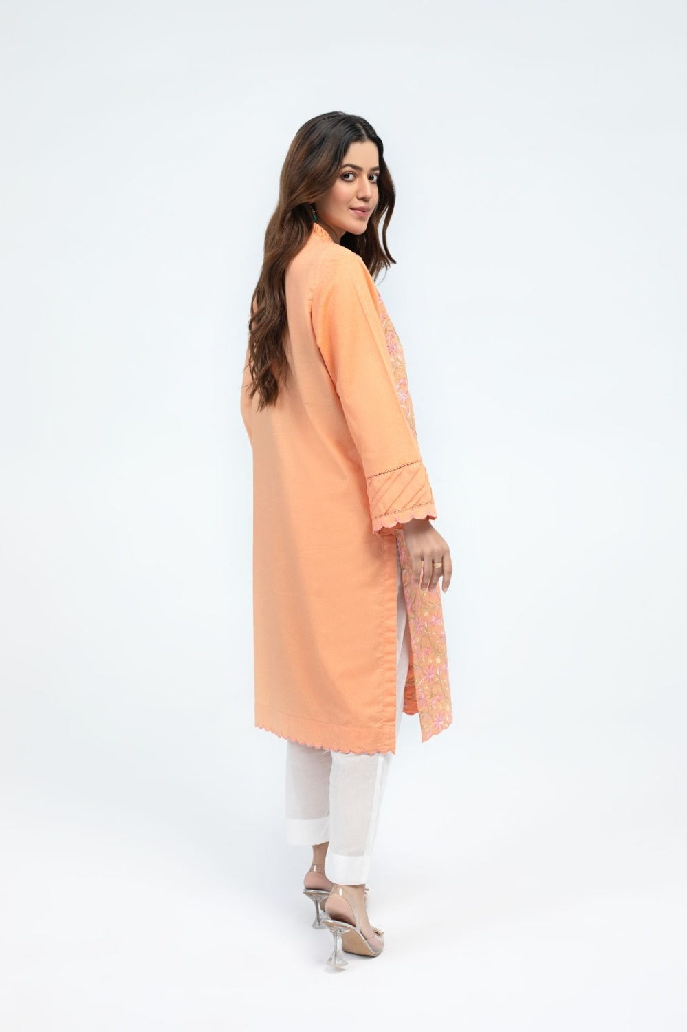 Karandi Dyed Embroidered Shirt