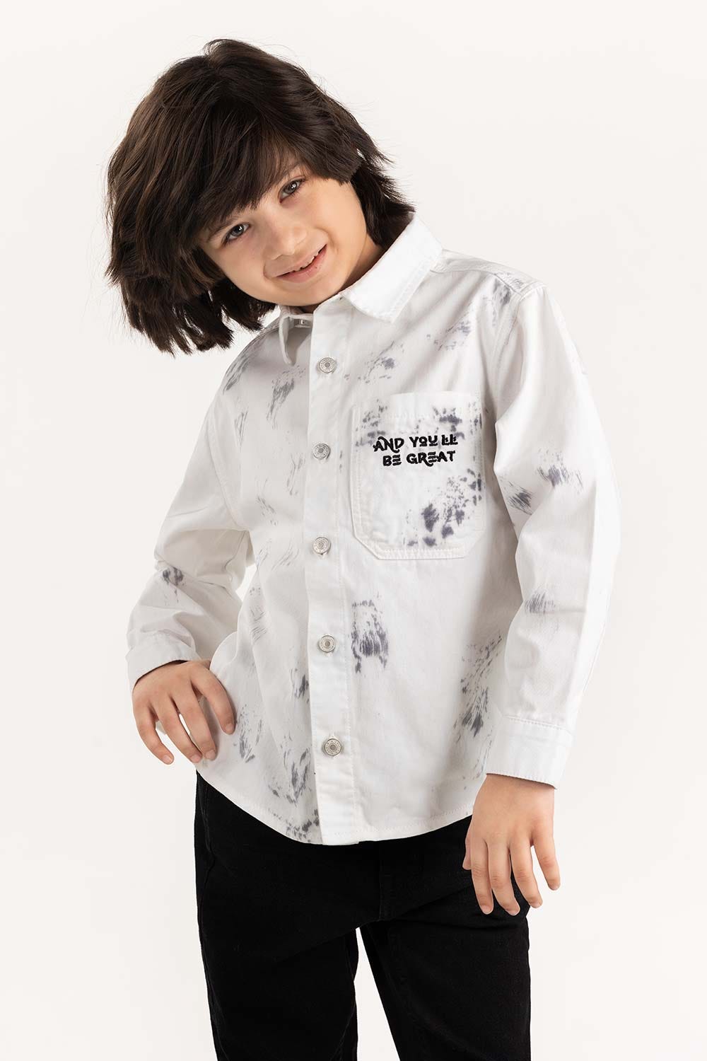 Junior Boy White Button Down Shirt