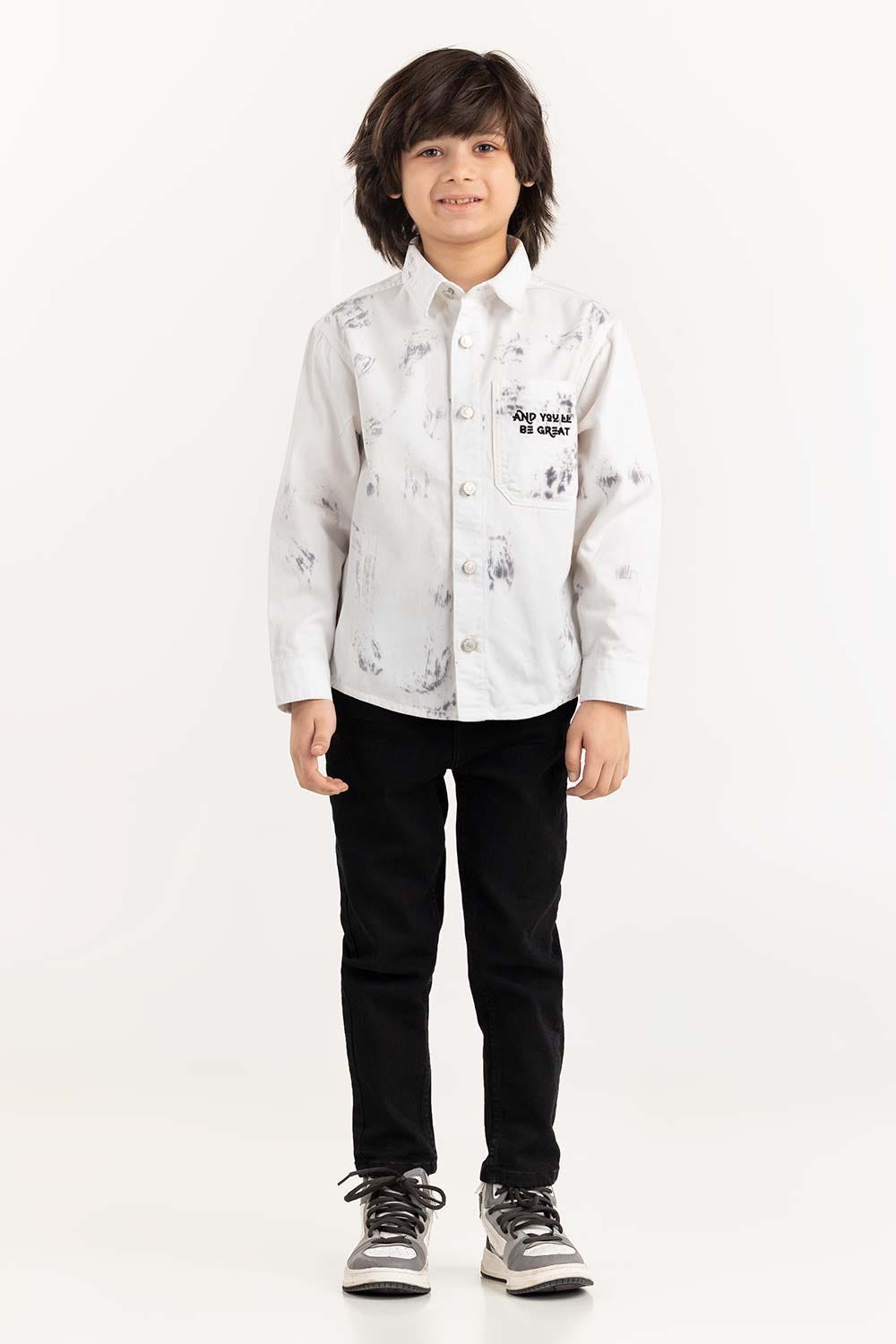 Junior Boy White Button Down Shirt