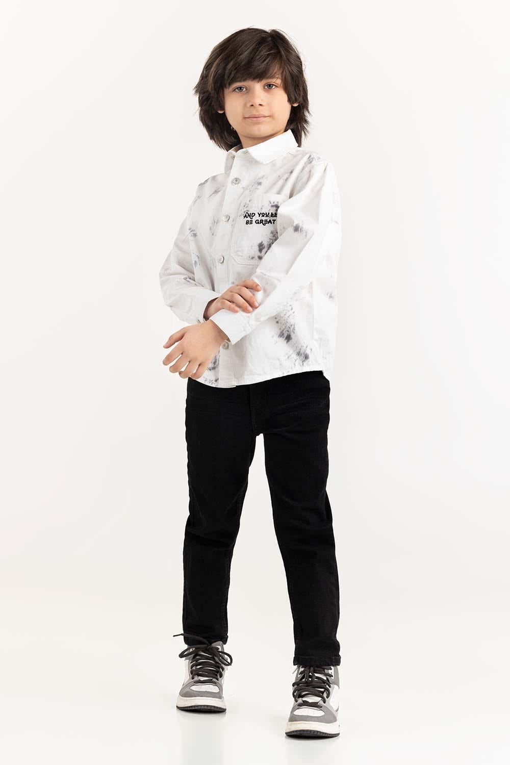 Junior Boy White Button Down Shirt