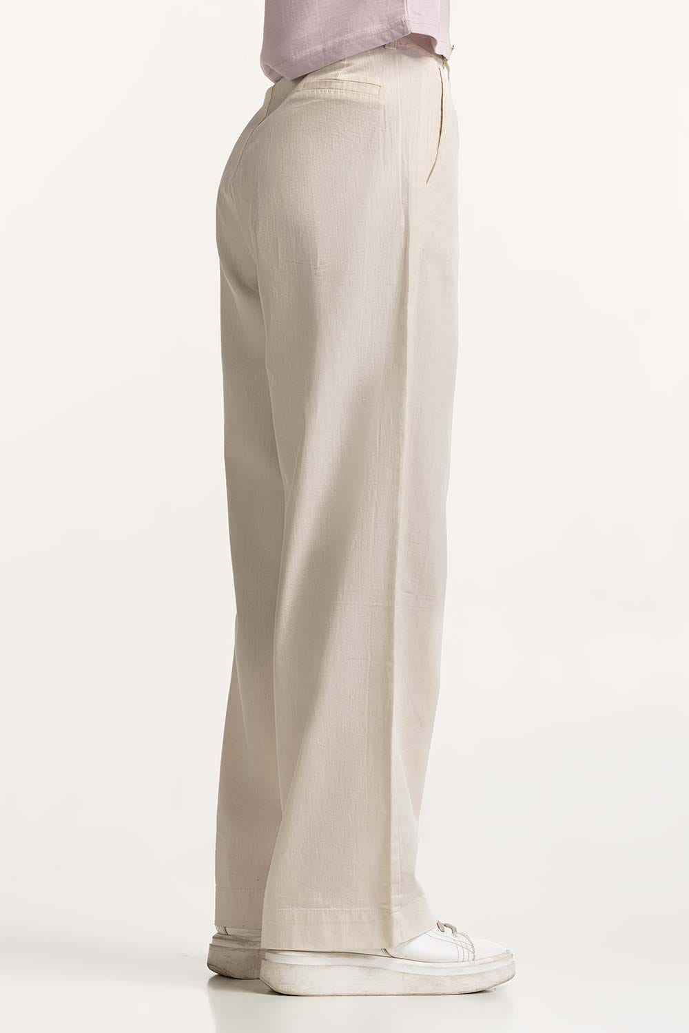 Wide Leg Cotton Linen Blend Trouser