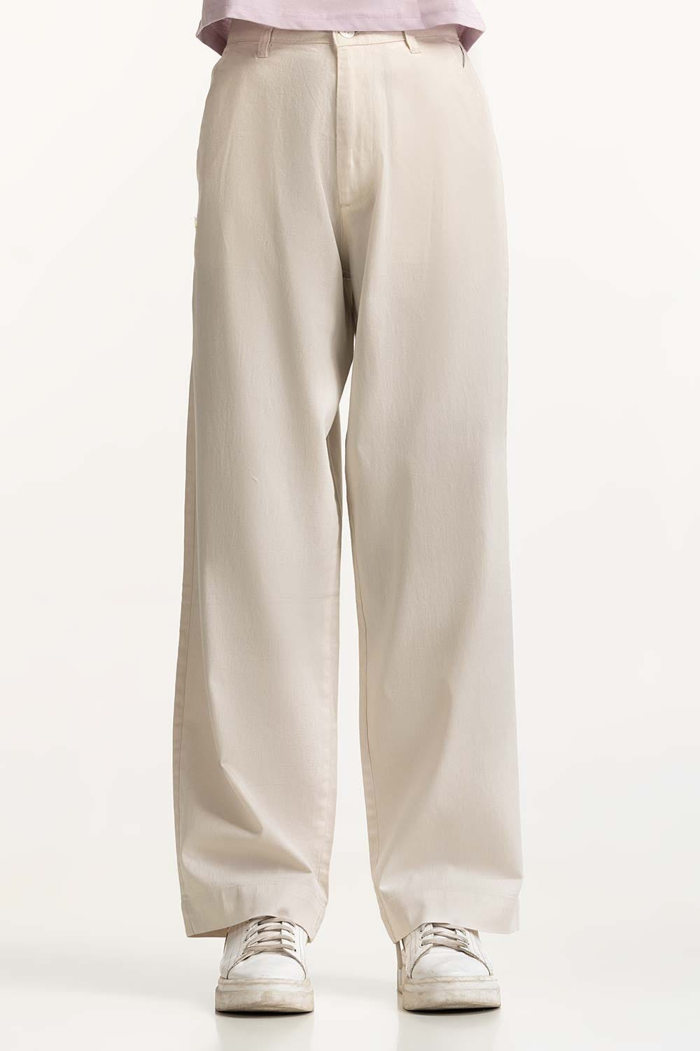 Wide Leg Cotton Linen Blend Trouser