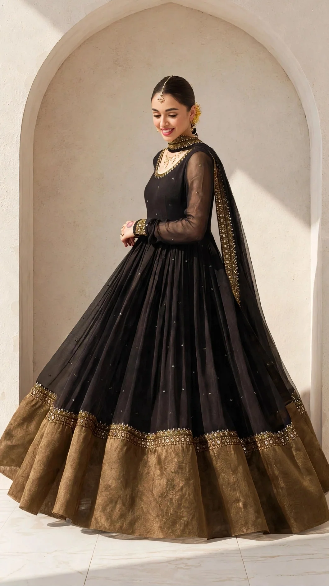 Zarnab - Black Gold 3-Piece Stitched