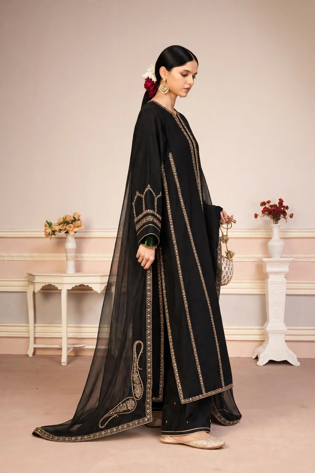 Mehrunisa Black 3-Piece Stitched