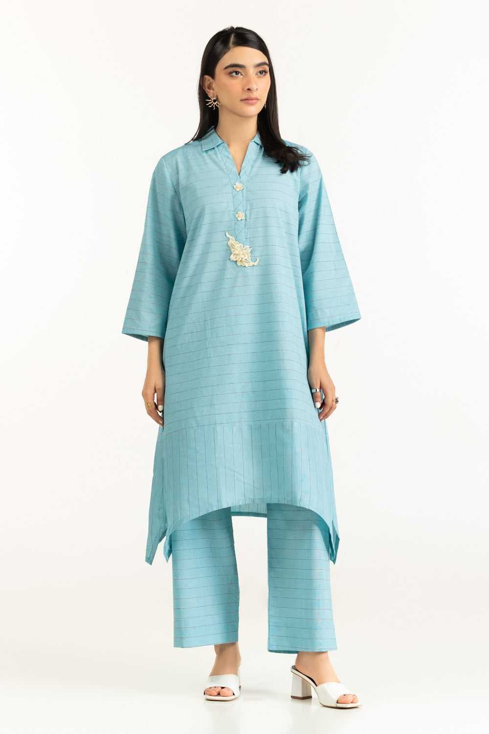 Yarn-Dyed Embellished Co-Ord Set