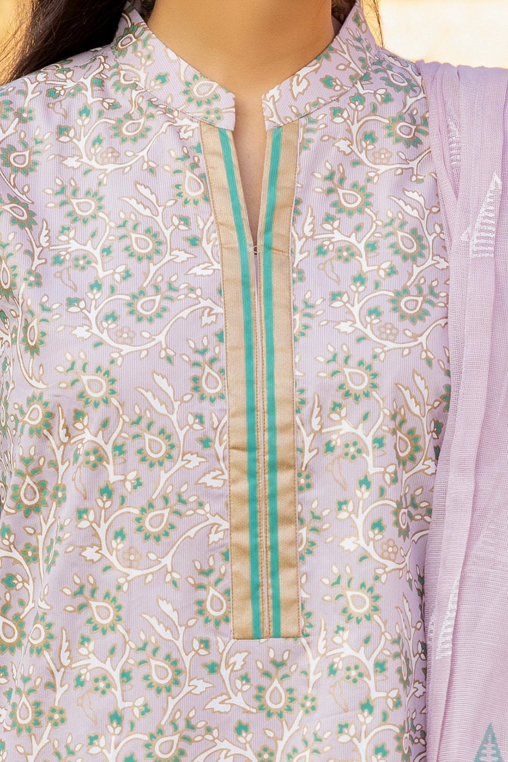 3 Piece Corduroy Block Printed Suit