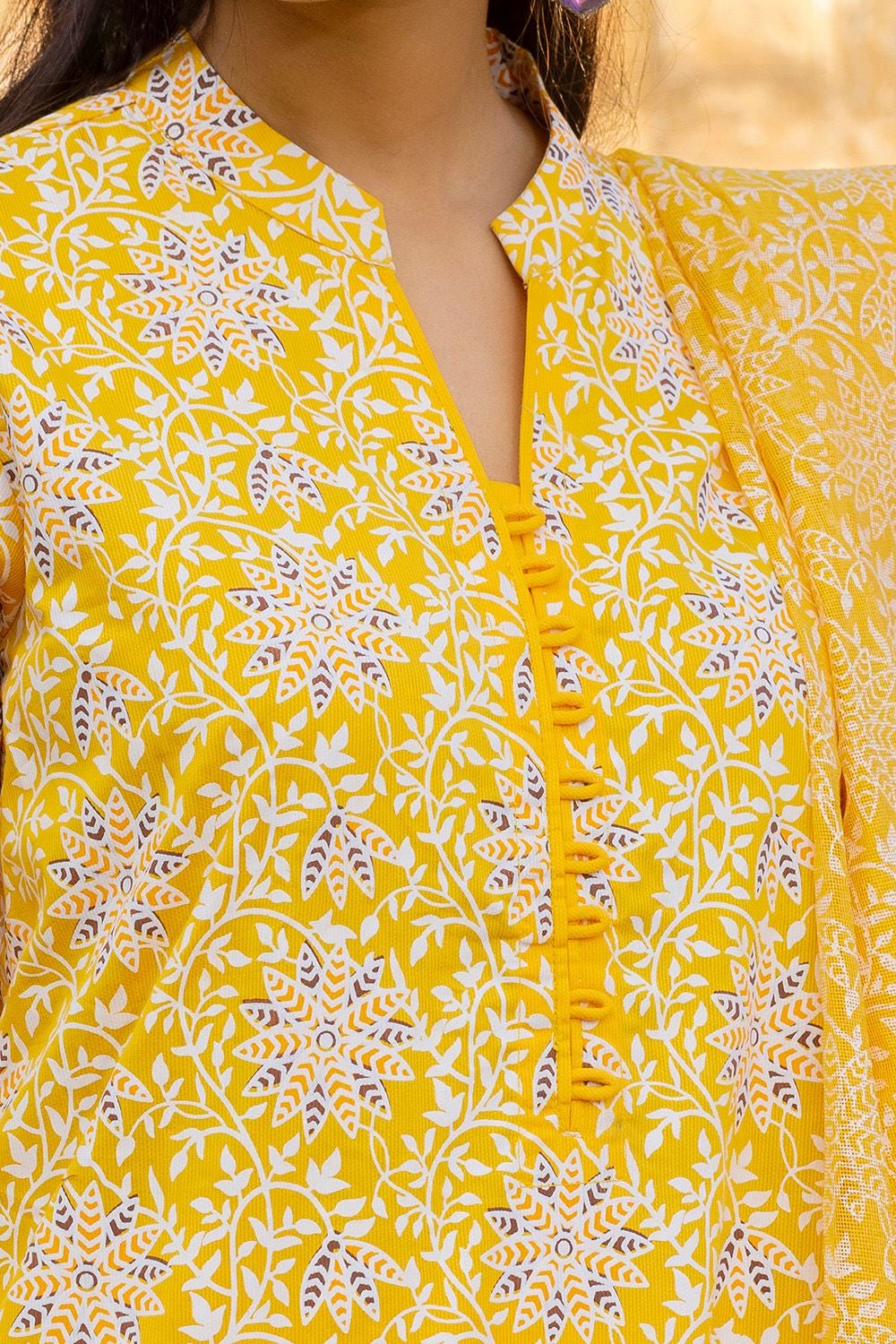 3 Piece Corduroy Block Printed Suit