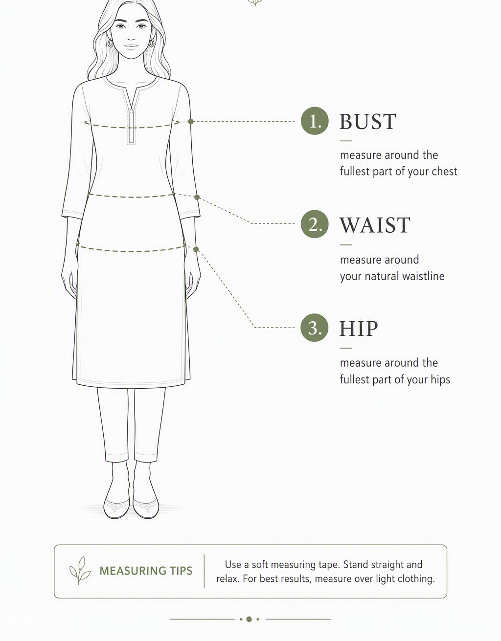 How to measure: bust, waist, hip